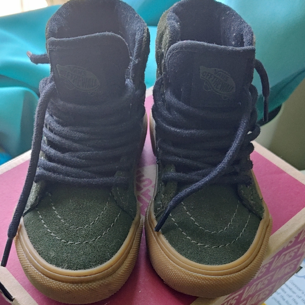 Vans Kids High-Top Sneakers in Olive Green and Black